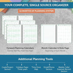 Planner Pad Spiral Bound January-December 2026/ Calendar Year 6 3/4" x 8 1/2" Medium 3-Tier Funnel Down 12 Month Organizer, Greenish Grey Cover/Soft Green Ink
