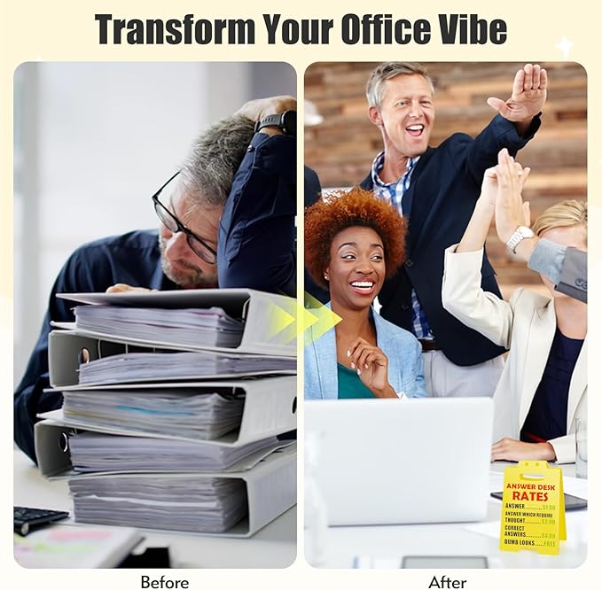 Funny Desk Signs, 2-Pack Answer Desk Rates Sign with Humorous Quotes for Office Decor, Hilarious Funny Gag Gifts for Coworkers, Perfect Boss Gifts for Women Men, Sarcastic Cubicle Accessories