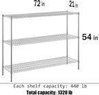 Regal Altair 21" Deep x 72" Wide x 54" Height Wire Shelving Kit | 3-Tier | NSF Commercial Storage Rack Unit