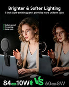 Computer Zoom Lighting for Video Conference, 5" Eye-Caring Ring Light with 50 Modes CRI>97.8, 3000K-6500K for Video Recording/Streaming/Selfie, Desk Lights for Phone/Laptop/Webcam/Monitor