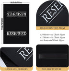 6 Pcs Reserved Seating Signs Reserved Chair Sign Printed Placeholder for Church Pew, Wedding, Party Events (Black and White, 6 Pcs)