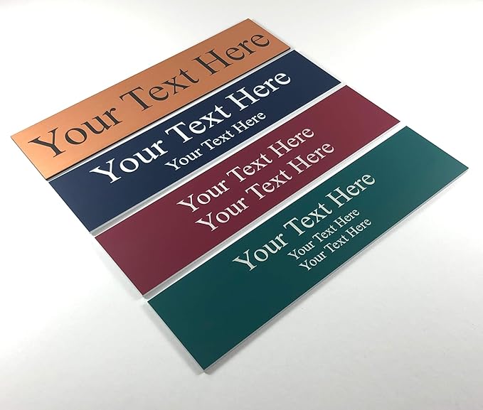 Office Desk Name Plate or Wall/Door Sign - 2x8 or 2x10 - Laser Engraved Sign - CUSTOMIZE. Holder available. Available in 21 colors and 17 fonts. Great gift idea - 4 Tags