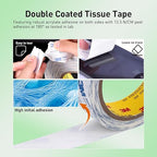 Double Sided Tape 9448A 3/4" x 33Ft Pack of 3 Made of 3M Super Sticky Adhesive Tape Ultra Thin Translucent Tissue Tape for Laptop Cell Phone Repairs Arts Crafts