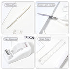COMFYROOM Desk Accessories with Pen Holder, Office Supplies Desk Organizers and Accessories, Tape Dispenser, Stapler, Staple Remover, Staples, Clips Set, Ruler, Scissor, Pen, Tape (White)