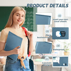 Henoyso 36 Pcs Plastic Folders with Clear Front Pockets Heavy Duty File Folders with 2 Pockets and Card Slot for Student Communication School Office Presentation Report (Blue Gray)