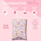 Pretty Package Store 6x9 Designer Poly Mailer 100 Pack Heavy Duty Waterproof Self Seal Shipping Bags for Small Business Large Mailing Envelopes Bulk Tear Resistant Cute Packaging Preppy Leopard