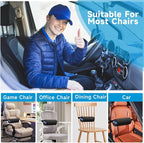 QUTOOL Lumbar Roll, Lumbar Support Pillow for Office Chair with Non-Slip Wider Strap, Back Pain Relief & Posture Improvement, Washable Cover, Office Desk & Car Accessories, Medium Soft