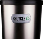 Recycle and Trash Stickers for Trash Cans - Stainless Steel Style Vinyl Recycling Bin Labels - 2 Pack - 6.5" by 3" Decals Logo - Waste Signs for Home Kitchen or Office Bins Indoor/Outdoor Use