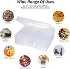 Party Club of America PCA Photo Storage Box 4" x 6" With Handle - 16 Inner Keeper, Large Organizer, Clear Plastic Craft Case for Stickers, Stamps, Jigsaw, Vegetable Seeds