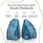 Nature's Decorations Agate Bookends - A Quality Teal Geode with Non-Skid Rubber Bumpers for Shelves, Office, Home Decor - Heavy Duty Cool Crystal Stone (2-3 LB)