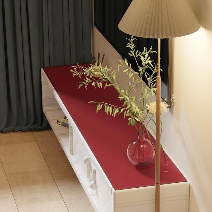 Zinkooat Leather Desk Mat,1.8mm Thick,16x60 Inch Desk Cover,Desk Protector Mat,Dresser Cover Top,Leather Table Cover,Side Table Cover,Office Desk Cover,Office Table Cover(Black+Wine Red,16x60)