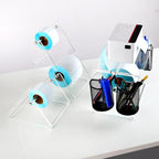 (2 Tier Acrylic Label Paper Stand) Label Roll Holder for Rolls and Fanfold Labels,Acrylic Label Holder for Thermal Printer,Desktop Label Printer Holder for Home,Office,Study,Small Business