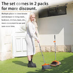 DJDTDTY 2-Pack is More economical，Upgraded Upright Broom and Dustpan Combo with 52" Long Handle, Dustpan Teeth with self-Cleaning Function, Indoor and Outdoor Sweeping, Perfect for Home Office.