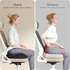 ZZ-WELL Seat Cushions for Office Chairs - Patented Coccyx Cushion for Tailbone Pain - 21.2" W x 16.5" L Memory Foam Extra Large Seat Cushion, Removable & Machine Washable Cover (Black)