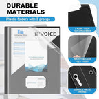 Teling 24 Pcs Clear Front Report Covers with 3 Prongs, Plastic Black Presentation Folders Bulk with 3 Pockets for A4 and Letter Size Paper, 90 Sheet Capacity, Document Covers for School Business
