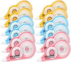 Dicatlon White Correction Tape 12 Pack, Easy Use Roller Applicator, Instant Dry, Jam Free PET Film, Smooth Precise Corrections for School, Office, Home