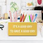 XPH Inspirational Pen Pencil Holder Organizer for Desk, Inspirational Gifts for Women, It's a Good Day to Have a Good Day Motivational Wooden Box Sign for Home Office Desk Tabletop Decorations