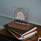 Instructional Coach Desk Sign, Appreciation Gift for Education Leaders, Leopard Rainbow Difference Maker Plaque PA091