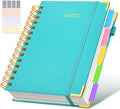 Hardcover Spiral Notebook journal with Removable Dividers Tabs, 300 Pages Leather 5 Subject Notebook College Ruled, 100GMS A5 Notebooks for Work School Note taking,Lined Journal for Women,A5-Blue