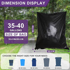 35-40 Gallon Black Trash Bags 120 Count - 35" x 40" Large Garbage Bags, 30+ Gallon Strong Trash Can Liners for Home, Commercial Use,Yard Waste, Bulk