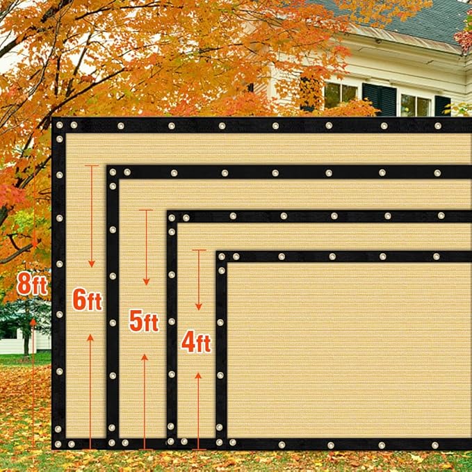 iCover 4x25ft Privacy Screen Fence, Outdoor Fencing Panels, Garden Windscreen Mesh Shade Sail Net Barrier, Include Reinforced Bindings and Brass Grommets Cable Zip Ties,Sand