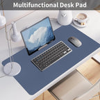 Bloss Grey Blue Desk Mat, Leather Desk Matt for Desktop, Waterproof Large Keyboard Mat, Computer Mat for Office/Home/Decor(31.5 x 15.7 Inches)