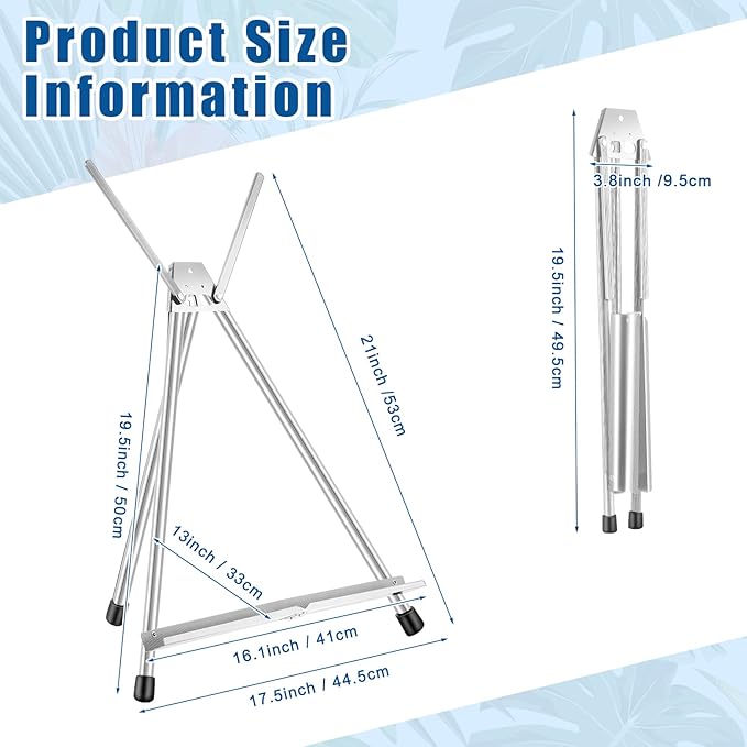 Xinnun 12 Pcs Aluminum 15'' to 21'' High Tabletop Easel Display Adjustable Portable Tripod Desktop with Extension Arm Wings and Rubber Feet for Canvas, Paintings Suitable for School Studio (Silver)