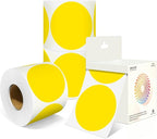 3 Inch Round Colored Dot Stickers, 2000 PCS, 4 Rolls in Dispenser Box - Yellow Circle Color Coding Labels Dot Labels for Office, Home, Inventory Organizing
