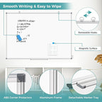 Large Whiteboard Dry Erase Board for Wall, 72"x40" Aluminum Frame Magnetic White Board with Long Pen Tray, Wall-Mounted White Board for School, Office and Home