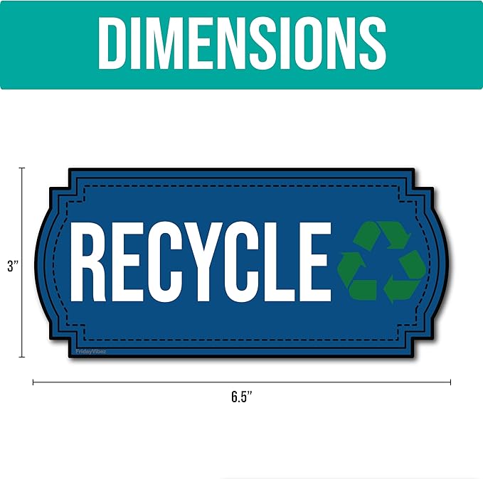Recycle and Trash Magnets for Kitchen Cans and Recycling Bins, Dual Trash and Recycle Magnet for Garbage Can Logo Symbol, 2 Magnetic Sticker Adhesives, 6.5x3 Inch Design Home Outdoor Waste (Blue)