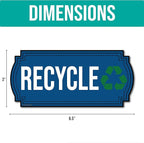 Recycle and Trash Magnets for Kitchen Cans and Recycling Bins, Dual Trash and Recycle Magnet for Garbage Can Logo Symbol, 2 Magnetic Sticker Adhesives, 6.5x3 Inch Design Home Outdoor Waste (Blue)