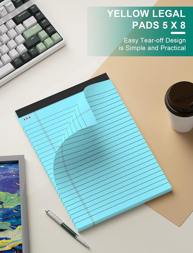 AIFLYAN 12 Pack Legal Pads 5x8 Inch Colorful Note Pads for Writing NotePads，Narrow Ruled Small Notepad 5x8 inch Legal Pad,30 Sheets Per Notebook Writing Pad for Study, Office, to-Do Lists(Multicolor)