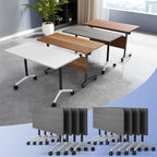 Conference Table Flip Top Mobile Conference Room Tables,Folding Conference Table with Wheels,Large Meeting Training Seminar Table Saving Space for Office Classroom(8C,61'')