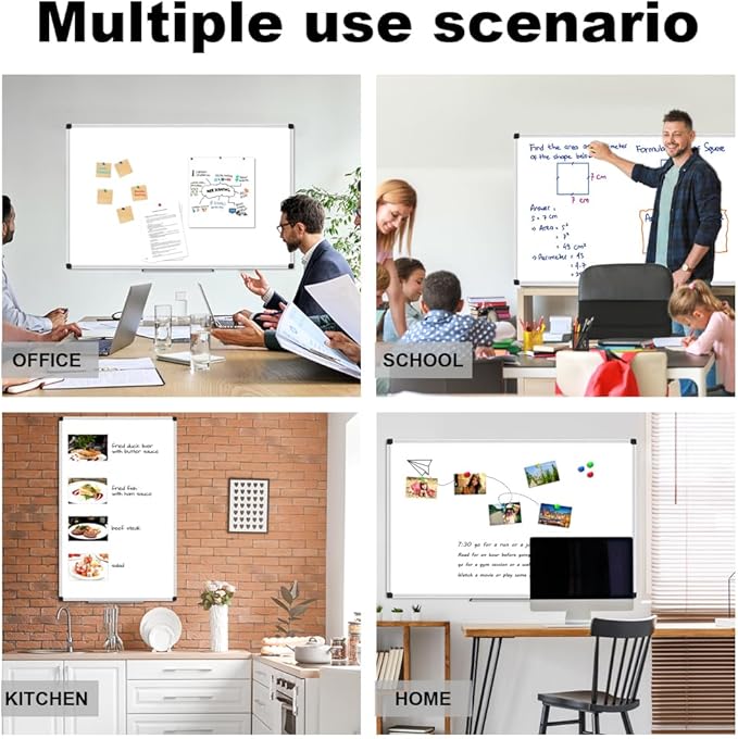 XBoard Magnetic Whiteboard 48 x 31 inch, Dry Erase Board with Silver Aluminum Frame, White Board with Detachable Marker Tray for Home School Office