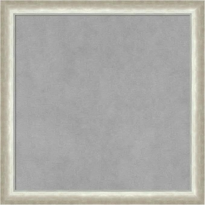 Amanti Art Silver Framed Magnetic Board 18x18 Small Vision Board for use with Magnets, 100% Metal Sheet to Display Items as Office Decor or for Home Organization in mudroom, Kitchen or Kids Room