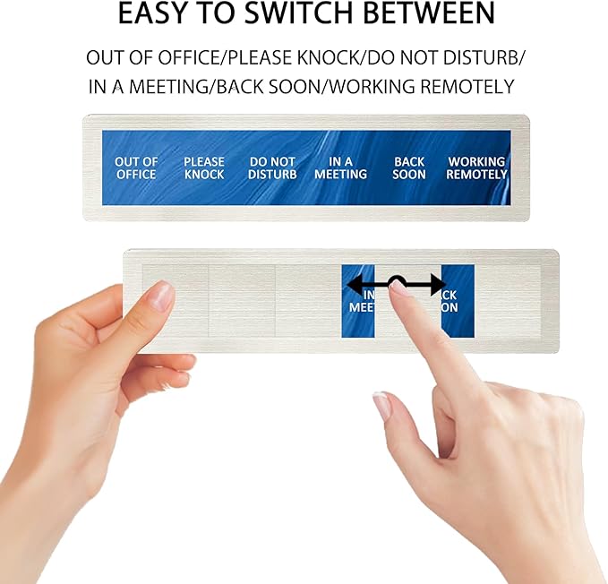 Privacy Door Sign, Do Not Disturb/Please Knock/Out of Office/in a Meeting/Back Soon/Working Remotely Indicator, That Lets Others Know Whether You're Available Or Not - Blue Pattern Office Door Sign for Meeting & Conference Room -Stainless Steel-10 x 2....