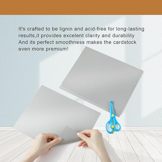 Silunkia 300 Sheets Grey Cardstock 8.5 x 11 Certificates Paper, 75lb Premium Gray Card Stock Printer Paper for DIY Cards Making, Greeting Cards, Party Invitations, Business Cards, Anniversary