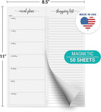 321Done Magnetic Meal Planning Notepad - Large Letter Size (8.5x11) Weekly Menu Planner Tear-Off Refrigerator Fridge Shopping List Meals Grocery Memo Pad - Perforated Sunday Start, Made in USA