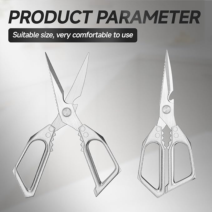 2-Pack Heavy Duty Stainless Steel Kitchen Scissors for Meat, Poultry, Chicken Bones and Turkey - Dishwasher Safe Sharp Japanese Cooking Shears, Food Scissors