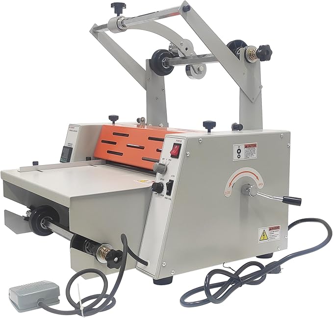Yokoma 14.17in Electric Thermal Laminator with Steel Roller and Metal Structure, Commercial Hot/Cold Laminating Machine Paper Poster Single or Dual-Side Lamination with Toothing Cutter