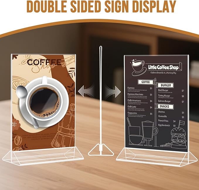 NICELINK 9 Pack Acrylic Sign Holder 8.5x11 Inch, Double Sided Clear Flyer Display Stand, Plastic Menu Stand, Table Top Sign Picture Paper Frames for Wedding table Number Office Store Restaurant