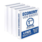 Samsill 1.5 Inch 3 Ring Binders, Made in USA, Economy Round Ring, Clear View Cover, 325 Sheet Capacity - for School, Home, Office - White, 4 Pack