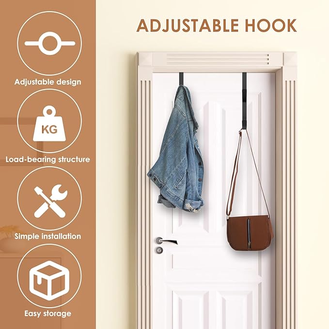 LSCSJUNS 8Pcs Cubicle Hook Sturdy Metal Wall Hooks Adjustable Hangers with Screwdriver Space Saving Cubicle Fabric Hooks for Hanging Clothes Hats Towel