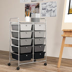 GOFLAME 10-Drawer Rolling Storage Cart, Art Craft Storage Organizer on Wheels, Multipurpose Movable Utility Cart for School, Office and Home, Black Gradient