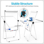 DexBoard U-Stand Double Sided 40" x 28" Magnetic Dry Erase Easel, Height Adjustable & 360° Rotating Whiteboard with 1 Eraser, 6 Magnets and Paper Pads