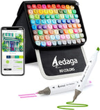 AEDAGA 80 Colors Alcohol Markers with Free App, Dual Tip Art Marker with Kickstand Case for Artists Adults. Alcohol Based Markers for Coloring Painting Sketching and Drawing, Great Gift