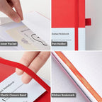 Heture Hardcover Notebooks, A5 Dotted Journal Notebook for Writing 160 Pages, 8.2 x 5.5 inch, Classic Dotted Notebooks for College/Work/Travel(Red 3 Pack)