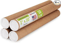 2" x 20" Reinforced Kraft Paper Mailing Tubes, Pack of 4 Tubes with 2 Caps Each – USPS Approved Poster Tube – Made in USA Cardboard Tube for Shipping and Storing Posters, Prints, Artwork, or Documents
