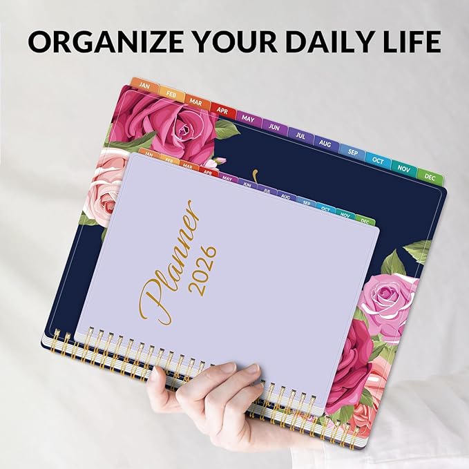 GNL 2026 Planner, Weekly ＆ Monthly Planner 2026, JAN. 2026 – DEC. 2026, 6.4" x 8.3" Monthly Agenda Planner with Tabs, Waterproof Flexible Cover, Spiral Binding, Double-sided Pocket, Bookmark, Purple