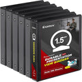 COMIX Sturdy 3 Ring Binder 1.5 inch with Clear View Cover, 1-1/2" Round Ring View Binder, PVC-Free, 2.4mm-Thick, 300 Sheets Capacity of US Letter Size Paper, Office ＆ School Supplies, 6 Pack (Black)